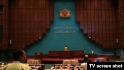 Swiss Guard recruits stands at attention during the swearing-in ceremony at the Vatican.