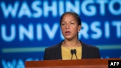 U.S. National Security Adviser Susan Rice speaks about the U.S.-China relationship at George Washington University in Washington, D.C., Sept. 21, 2015.