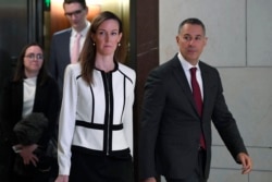 Jennifer Williams, a special adviser to Vice President Mike Pence for Europe and Russia and who is a career Foreign Service officer, arrives for a closed-door interview on Capitol Hill in Washington, Nov. 7, 2019.