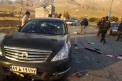 FILE - This photo released by the semi-official Fars News Agency shows the scene where Mohsen Fakhrizadeh was killed in Absard, Iran, Nov. 27, 2020.