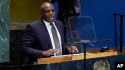 Britain's Foreign Secretary David Lammy addresses the the Summit of the Future, in the United Nations General Assembly, Sept. 23, 2024. 