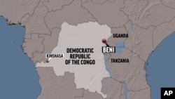 Map showing location of the Congolese city Beni.