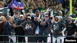 Les Philadelphia Eagles célèbrent leur victoire au Super Bowl face aux Kansas City Chiefs, le 10 février 2025.