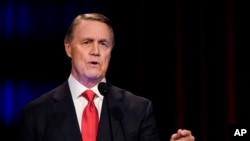 FILE - Former Sen. David Perdue speaks during a gubernatorial Republican primary debate on May 1, 2022, in Atlanta.&#160;