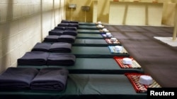 FILE - A cell block at detention centre is seen at the U.S. Bagram Air Base, north of Kabul.