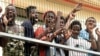Migrantes africanos en un centro en el enclave español de Ceuta, en el norte de África en 2018,