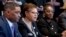 From left, Congressional Black Caucus Chairman Rep. Cedric Richmond, D-La., Rep. Karen Bass, D-Calif., Rep. Gwen Moore, D-Wis., and other members of the Congressional Black Caucus meet with President Donald Trump in the Cabinet Room of the White House, March 22, 2017. 