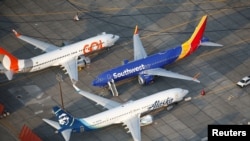 Foto udara memperlihatkan pesawat Gol Airlines, Southwest Airlines dan Alaska Airlines Boeing 737 MAX di fasilitas Boeing di Bandara Internasional Grant County di Moses Lake, Washington, 16 September 2019. (Foto: Reuters/Lindsey Wasson)