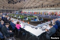 瑞士舉行的烏克蘭和平峰會會場。（2024年6月16日）