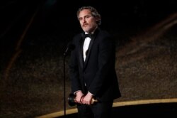 Joaquin Phoenix wins the Oscar for Best Actor in "Joker" at the 92nd Academy Awards in Los Angeles, Calif., Feb. 9, 2020.