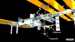 Un module s'approchant de l'ISS (Credit: NASA TV)
