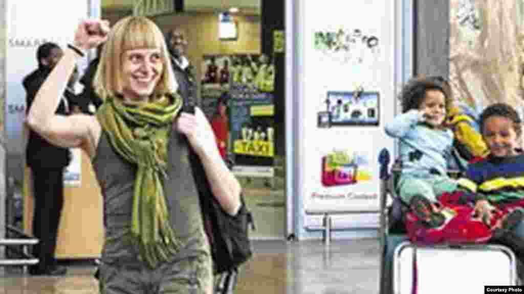 Supporters greeted Shange at the Johannesburg International Airport when the government finally re-admiitted the political activist following a holiday in Sweden last year. (Courtesy WASP)