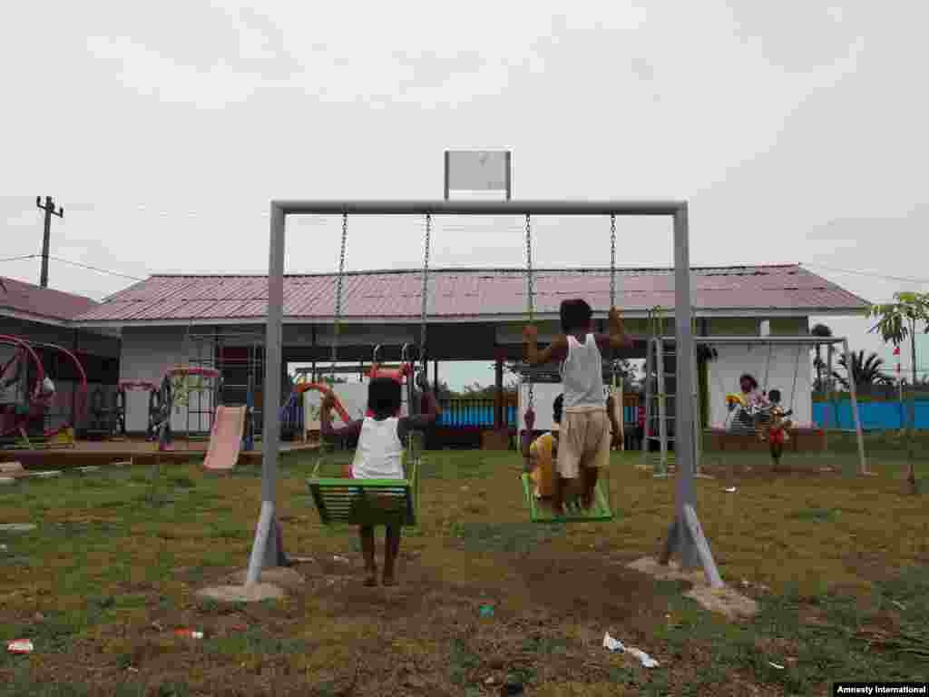Rohingya children playing in Aceh, Indonesia.