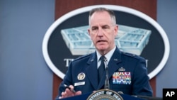Pentagon spokesman Air Force Brig. Gen. Patrick Ryder speaks at the Pentagon on Oct. 26, 2023 in Washington. The U.S. military launched airstrikes early Friday on two locations in eastern Syria linked to Iran's Revolutionary Guard Corps, the Pentagon said.