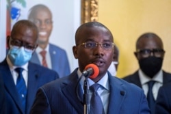 Interim Prime Minister Claude Joseph gives a press conference, July 19, 2021.