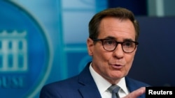 Juru bicara Dewan Keamanan Nasional Amerika Serikat, John Kirby, berbicara dalam konferensi pers di Gedung Putih, Washington, pada 17 Juni 2024. (Foto: Reuters/Elizabeth Frantz)