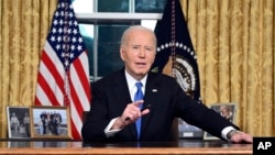 拜登發表任内最後一次白宮電視直播演説。（美聯社照片）