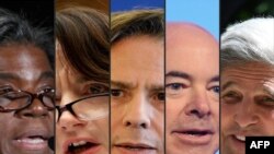 Composición de imágenes de varios de los miembros del futuro gabinete del demócrata Joe Biden, de izquierda a derecha: Linda Thomas-Greenfield, Avril Haines, Antony Blinken, Alejandro Mayorkas y John Kerry.