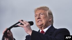 
El presidente de los Estados Unidos, Donald Trump, habla en un mitin de campaña en el Aeropuerto Triestatal de Huntington, el 2 de noviembre de 2018.