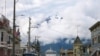 FILE - This July 29, 2014, photo shows a cruise ship docked in Skagway, Alaska, as passengers tour the town. 