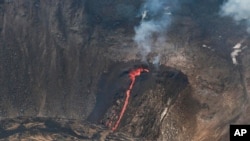 An active fissure is seen in the crater of Hawaii's Kilauea volcano in this photo provided by the U.S. Geological Survey, Dec. 22, 2020. 
