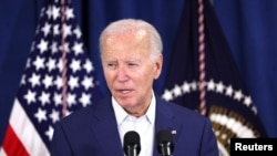 U.S. President Joe Biden delivers remarks following the incident that occurred at a campaign rally for former U.S. President Donald Trump, in Rehoboth Beach