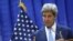 U.S. Secretary of State John Kerry holds a news conference at the U.S. embassy in Baghdad, April 8, 2016. 