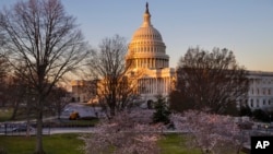 The Capitol in Washington is seen at sunup, March 23, 2017, as the House Republican leadership scrambles for votes on their health care overhaul.