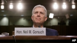 Supreme Court Justice nominee Neil Gorsuch listens on Capitol Hill in Washington, March 22, 2017, as he testifies at his confirmation hearing before the Senate Judiciary Committee.