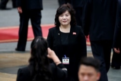 FILE - North Korean Vice Minister of Foreign Affairs Choe Son Hui attends the welcome ceremony of North Korea's leader Kim Jong Un (not pictured) at the Presidential Palace in Hanoi, March 1, 2019.