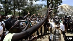 Members of Sengwer community living in Embobut forest, Elgeyo Marakwet, gather to march to the office of the President Kenyatta, as they present a petition seeking to stop eviction from the forest, Oct. 7, 2019.
