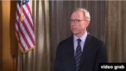U.S. Special Representative for Iran Brian Hook speaks to Alhurra television, a sister network of VOA, in Dubai, Nov. 19, 2018.