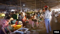 Vietnam's traditional wet markets sell pork, fish, produce and other food in bulk. (Ha Nguyen/VOA) 