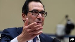 FILE - Treasury Secretary Steven Mnuchin testifies before the House Select Subcommittee on the Coronavirus Crisis, Sept. 1, 2020, on Capitol Hill in Washington.