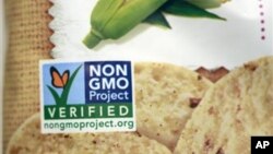 A product labeled with Non Genetically Modified Organism (GMO) is sold at the Lassens Natural Foods & Vitamins store in Los Angeles. Californians are considering Proposition 37, which would require labeling on all food made with altered genetic material. 