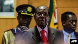 Robert Mugabe lors de son 93ème anniversaire à Harare au Zimbabwe le 21 février 2017.