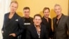 Spandau Ballet members Gary Kemp, John Keeble, Tony Hadley, Steve Norman and Martin Kemp, from left, pose for a photograph during the SXSW Music Festival in Austin, Texas, March 13, 2014. 