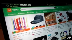 FILE - A page from the Temu website on June 23, 2023. The popular online marketplace is one of the platforms named in a May 2, 2024, report that claims several Chinese social media apps, platforms and online games are collecting users' personal data for the Chinese government.