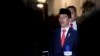 Indonesian President Joko Widodo speaks to the media upon arrival from his inauguration for his second term, at Merdeka Palace in Jakarta, Indonesia, Oct. 20, 2019.