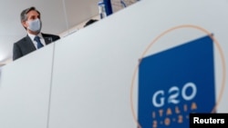 El secretario de Estado, Antony Blinken, a su llegada a la reunión de ministros de exteriores del G-20 en Matera, Italia, el 29 de junio de 2021.